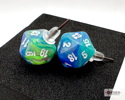 Chessex - Stud Earrings Festive Waterlily Mini-Poly d20 Pair