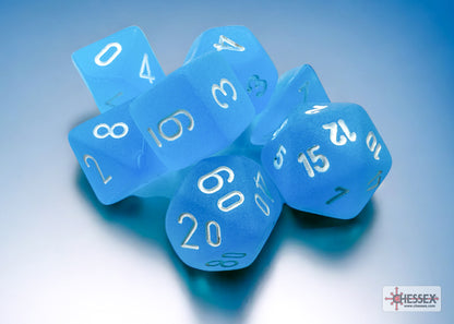 Chessex - Frosted Mini-hedral Caribbean Blue/white 7-Die Set