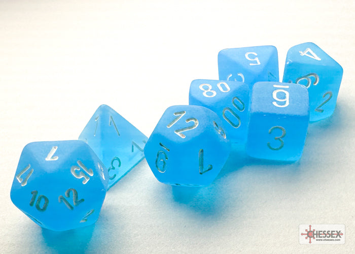 Chessex - Frosted Mini-hedral Caribbean Blue/white 7-Die Set