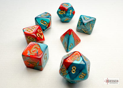 Chessex - Gemini Mini-hedral Red-Teal/gold 7-Die Set