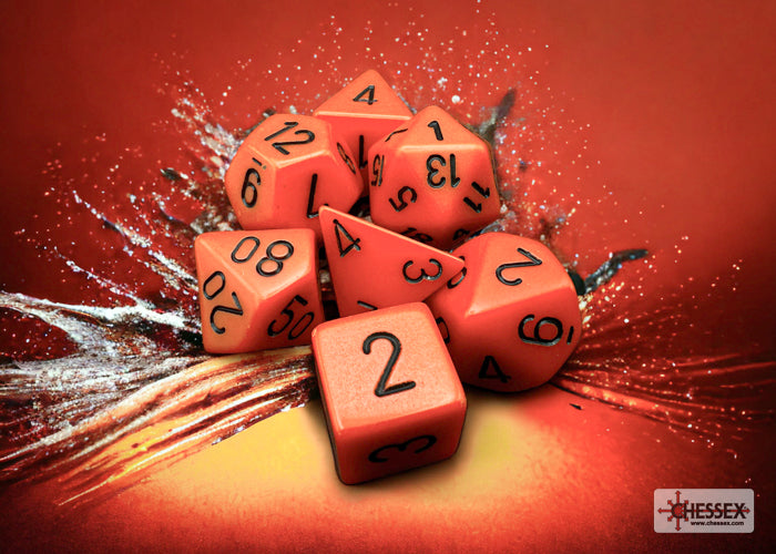 Chessex: Opaque Orange/black Polyhedral 7-Dice Set