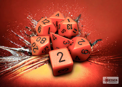 Chessex: Opaque Orange/black Polyhedral 7-Dice Set