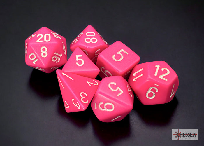 Chessex: Opaque Pink/white Polyhedral 7-Dice Set