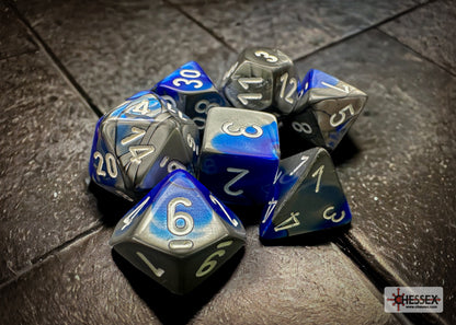 Chessex - Gemini Blue-Steel/white Polyhedral 7-Dice Set