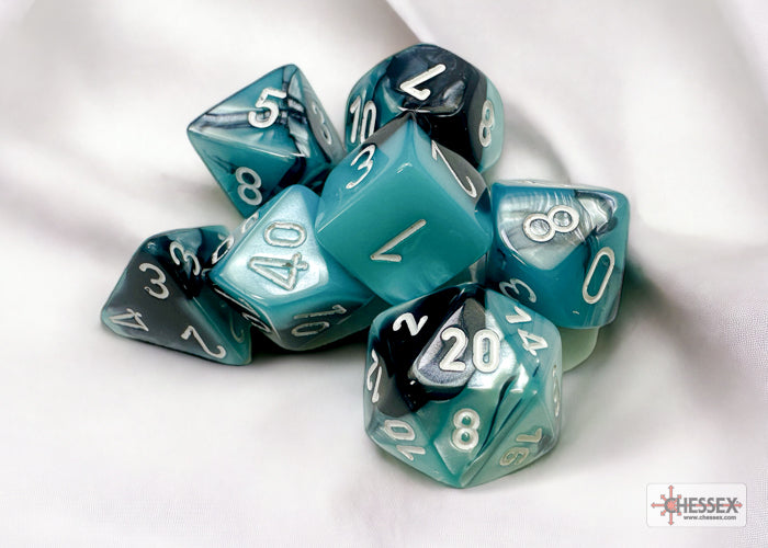 Chessex - Gemini Black-Shell/white Polyhedral 7-Dice Set