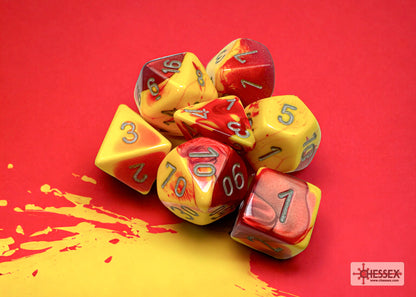 Chessex - Gemini Red-Yellow/silver Polyhedral 7-Dice Set