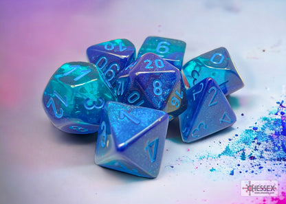 Chessex - Gemini Blue-Blue/light blue Luminary Polyhedral 7-Dice Set