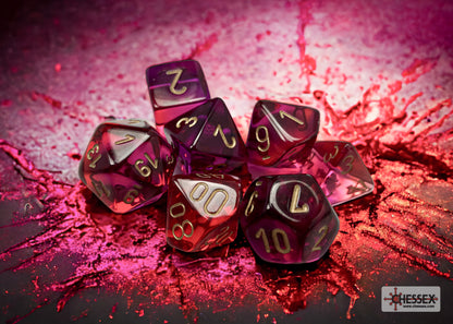 Chessex - Gemini Translucent Red-Violet/gold Polyhedral 7-Dice Set