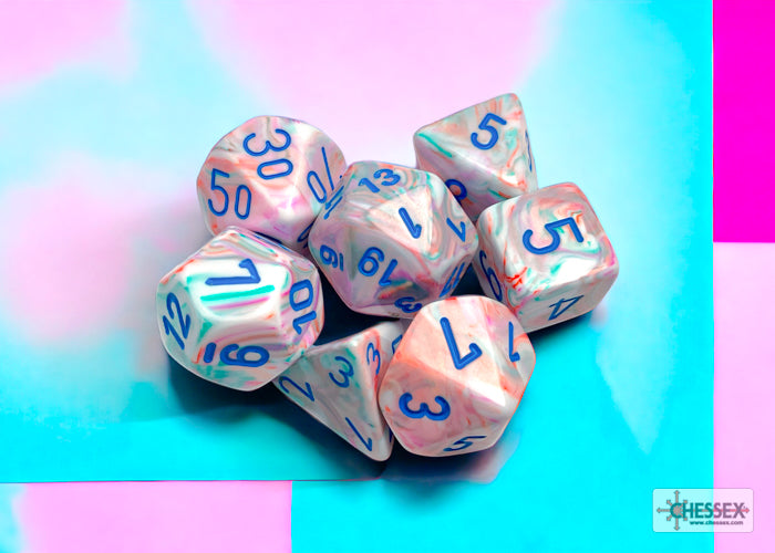 Chessex - Festive Pop Art/blue Polyhedral 7-Dice Set