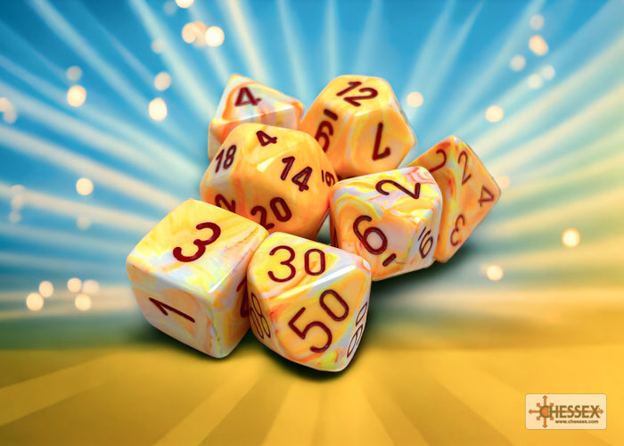 Chessex - Festive Sunburst/red Polyhedral 7-Dice Set