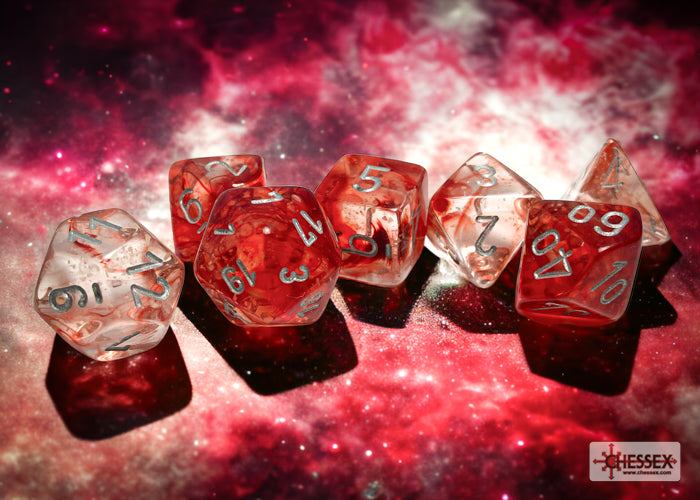 Chessex - Nebula Red/silver Luminary Polyhedral 7-Dice Set