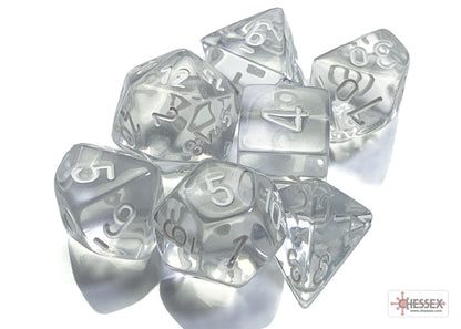 Chessex - Translucent Clear/white Polyhedral 7-Dice Set