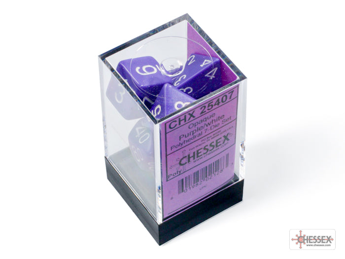 Chessex: Opaque Purple/white Polyhedral 7-Dice Set