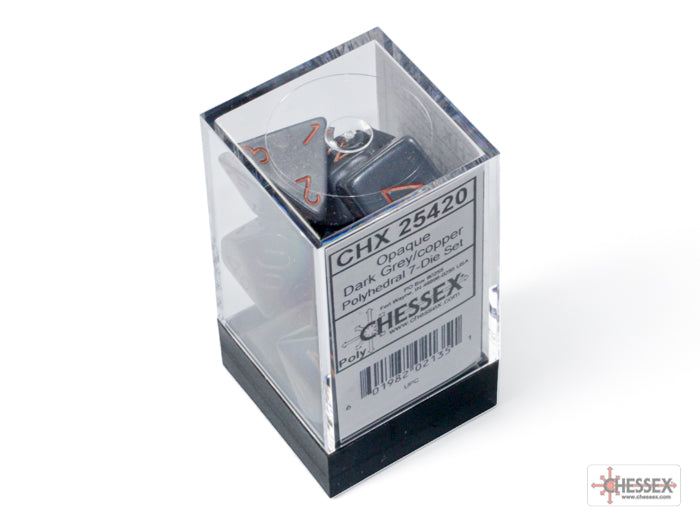 Chessex: Opaque Dark Grey/copper Polyhedral 7-Dice Set
