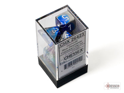 Chessex - Gemini Blue-Steel/white Polyhedral 7-Dice Set