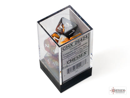Chessex - Gemini Copper-Steel/white Polyhedral 7-Dice Set