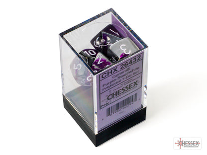 Chessex - Gemini Purple-Steel/white Polyhedral 7-Dice Set