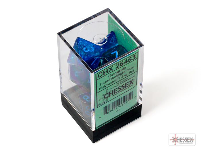 Chessex - Gemini Blue-Blue/light blue Luminary Polyhedral 7-Dice Set