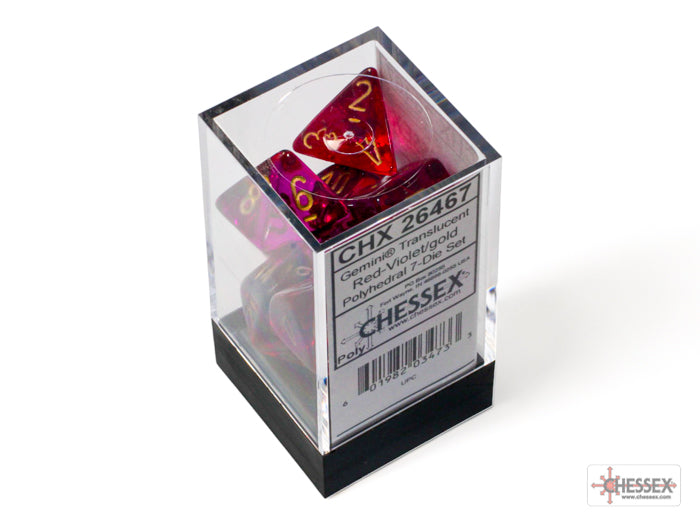 Chessex - Gemini Translucent Red-Violet/gold Polyhedral 7-Dice Set