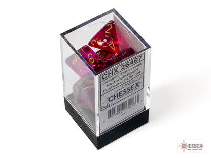 Chessex - Gemini Translucent Red-Violet/gold Polyhedral 7-Dice Set
