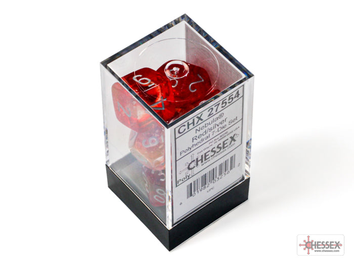 Chessex - Nebula Red/silver Luminary Polyhedral 7-Dice Set