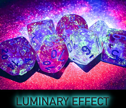 Chessex - Nebula Red/silver Luminary Polyhedral 7-Dice Set