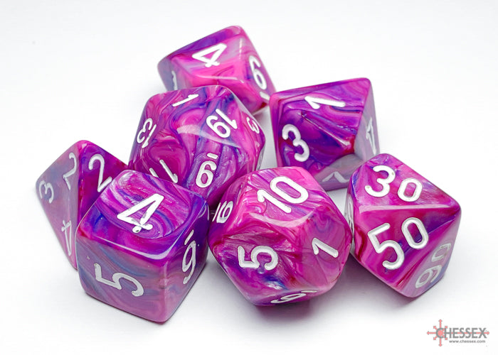 Chessex - Festive Violet/white Polyhedral 7-Dice Set
