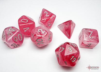 Chessex - Ghostly Glow Pink/silver Polyhedral 7-Dice Set