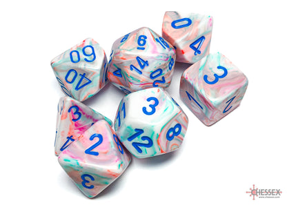 Chessex - Festive Pop Art/blue Polyhedral 7-Dice Set