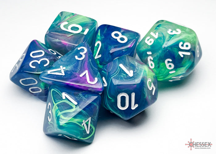 Chessex - Festive Waterlily/white Polyhedral 7-Dice Set