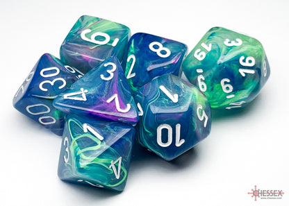 Chessex - Festive Waterlily/white Polyhedral 7-Dice Set