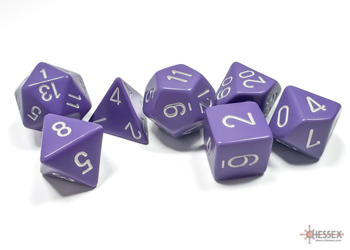 Chessex: Opaque Purple/white Polyhedral 7-Dice Set