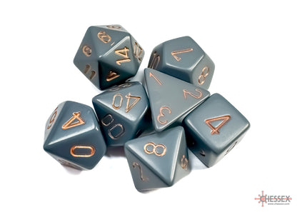 Chessex: Opaque Dark Grey/copper Polyhedral 7-Dice Set