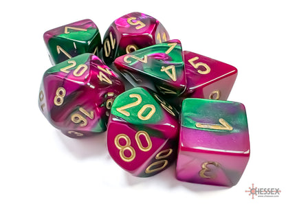 Chessex - Gemini Green-Purple/gold Polyhedral 7-Dice Set