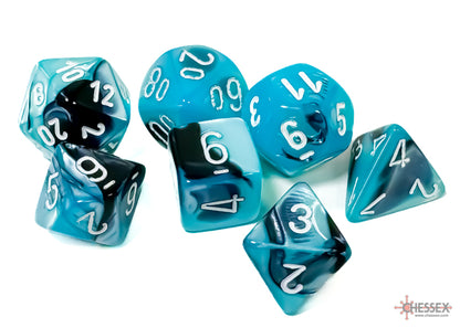 Chessex - Gemini Black-Shell/white Polyhedral 7-Dice Set