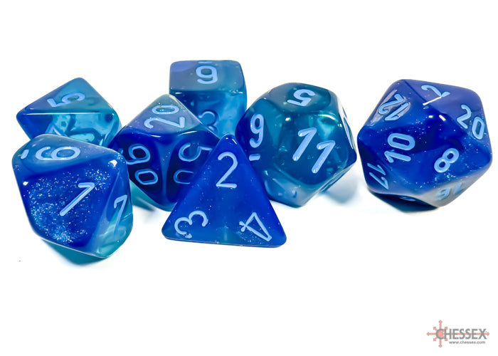 Chessex - Gemini Blue-Blue/light blue Luminary Polyhedral 7-Dice Set