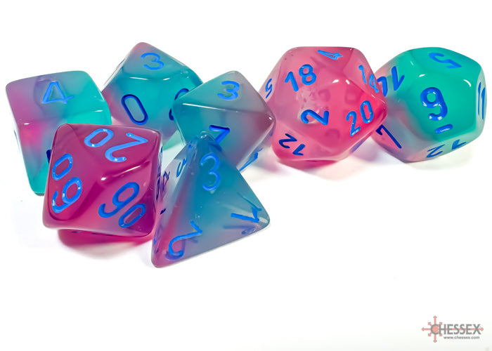 Chessex - Gemini Gel Green-Pink/blue Luminary Polyhedral 7-Dice Set