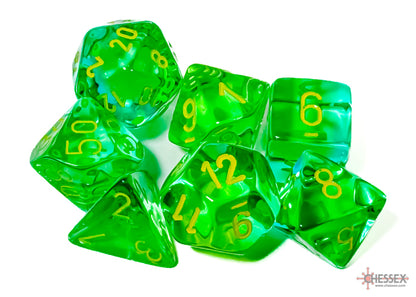 Chessex - Gemini Translucent Green-Teal/yellow Polyhedral 7-Dice Set