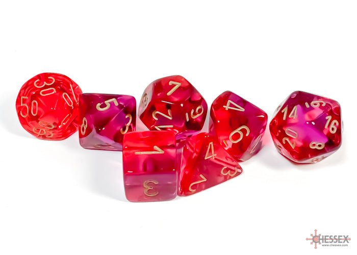 Chessex - Gemini Translucent Red-Violet/gold Polyhedral 7-Dice Set