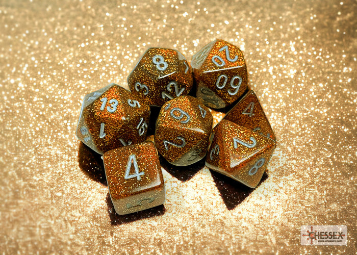 Chessex - Glitter Gold/silver Polyhedral 7-Dice Set