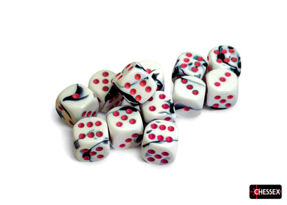 Chessex - Gemini Black-White/pink 16mm d6 Dice Block (12 dice)