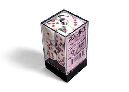 Chessex - Gemini Black-White/pink 16mm d6 Dice Block (12 dice)
