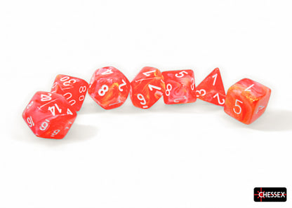 Chessex - Festive Dahlia/white Luminary Polyhedral 7-Dice Set
