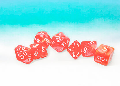 Chessex - Festive Dahlia/white Luminary Polyhedral 7-Dice Set