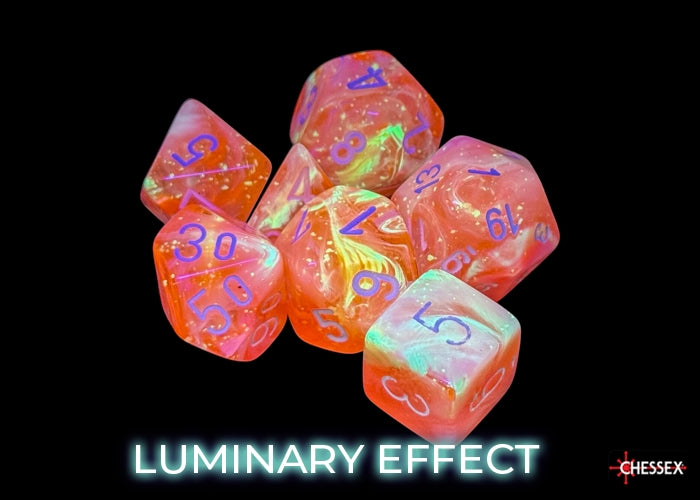 Chessex - Festive Dahlia/white Luminary Polyhedral 7-Dice Set