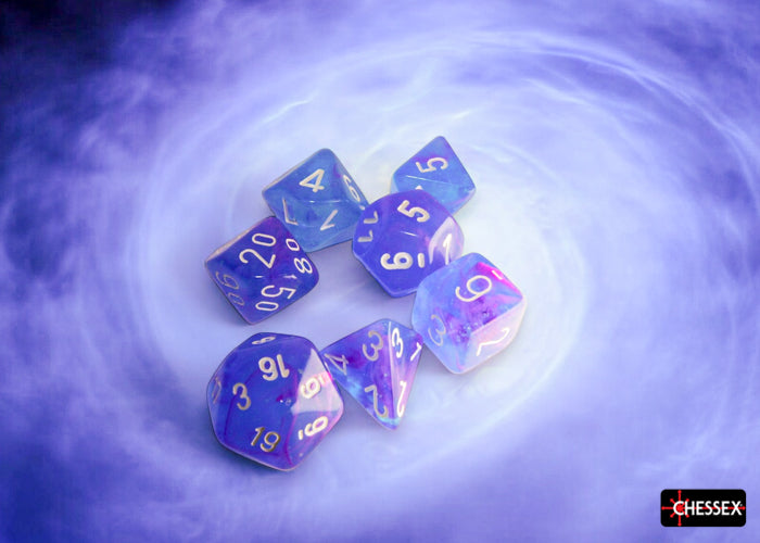 Chessex - Nebula Aura/white Luminary Polyhedral 7-Dice Set