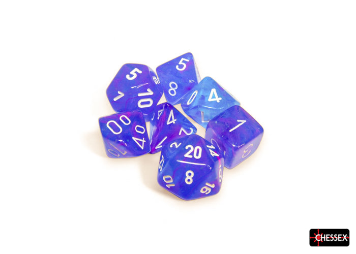 Chessex - Nebula Aura/white Luminary Polyhedral 7-Dice Set