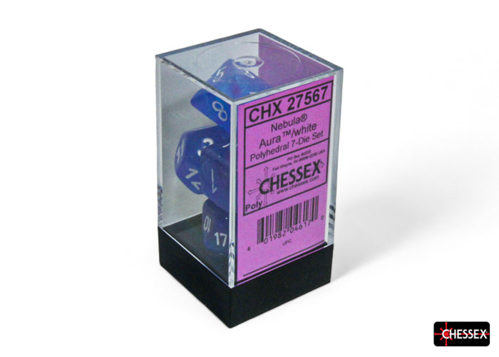 Chessex - Nebula Aura/white Luminary Polyhedral 7-Dice Set