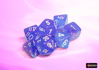 Chessex - Nebula Aura/white Luminary Polyhedral 7-Dice Set