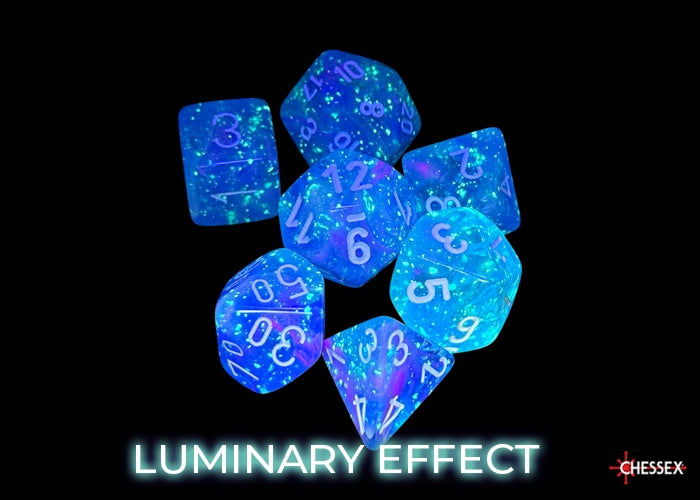 Chessex - Nebula Aura/white Luminary Polyhedral 7-Dice Set
